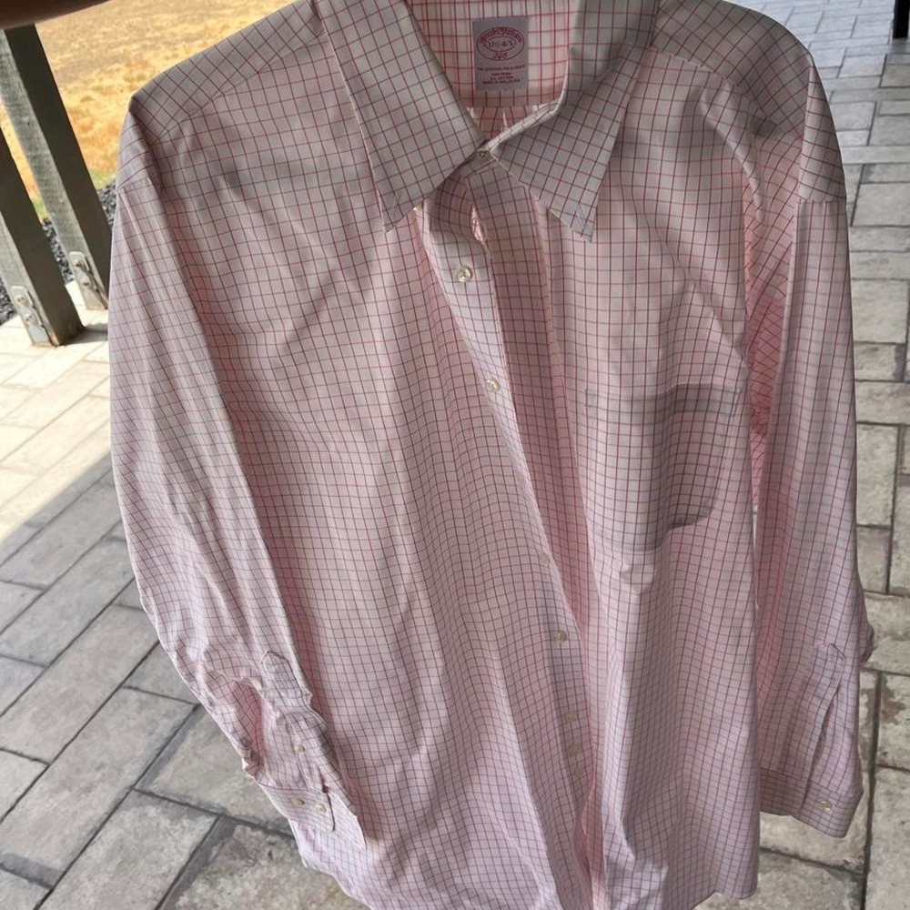 Brooks Brothers Preppy Coastal Classic White Red Checkered Shirt Sz L